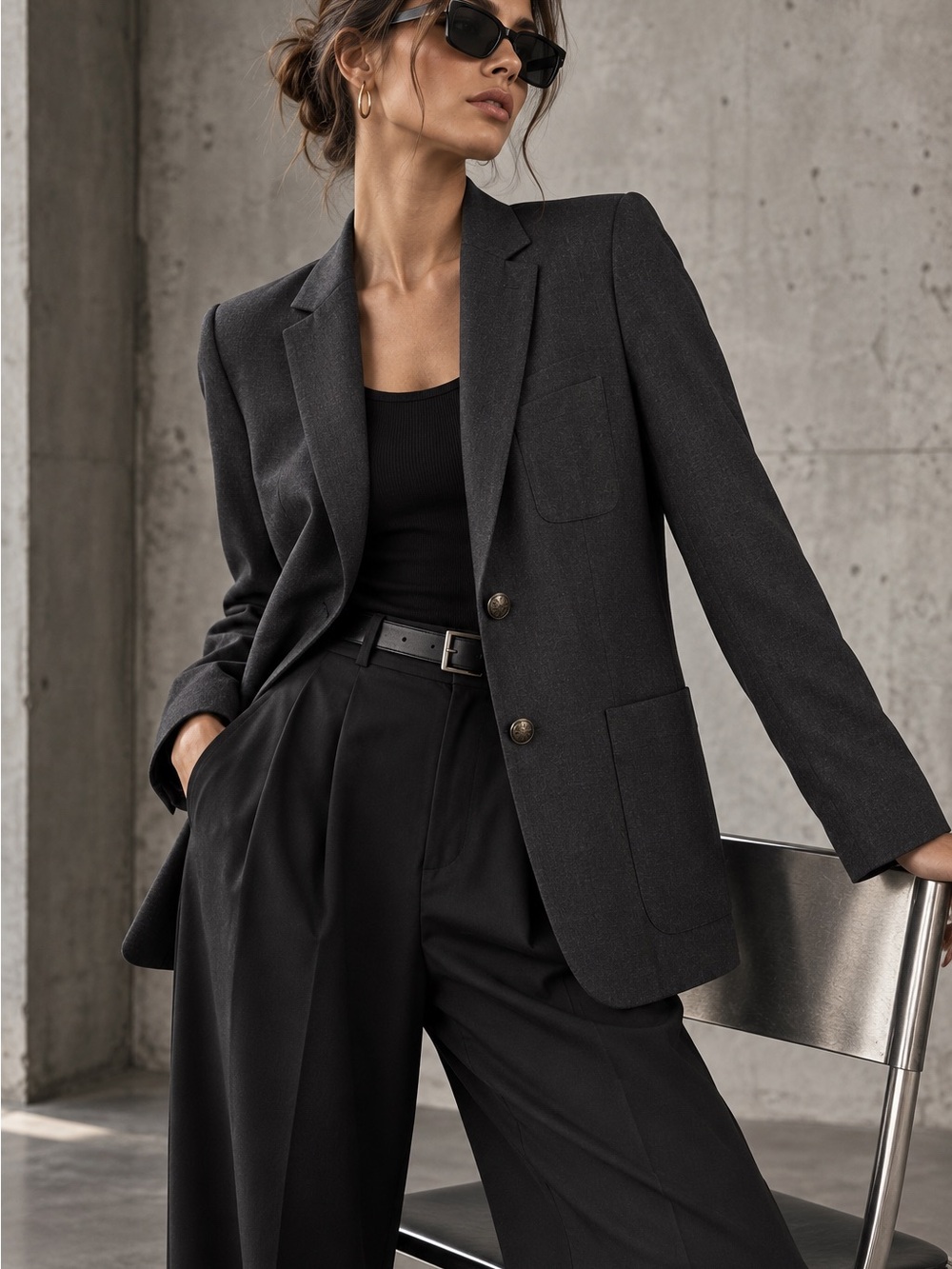 Talula Aritzia Black Wool Blend Two Button Blazer Size 6